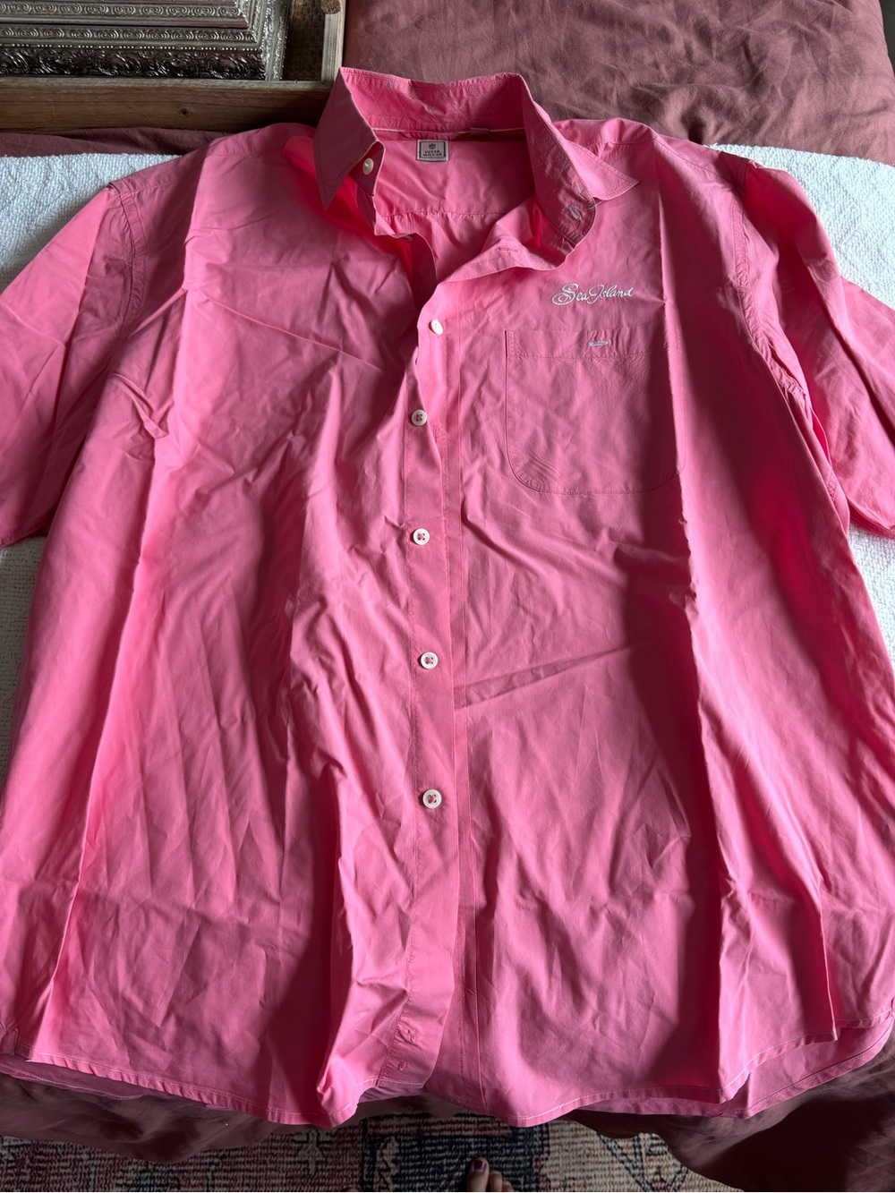Peter Millar Men's Pink Button-Front Polo Shirt